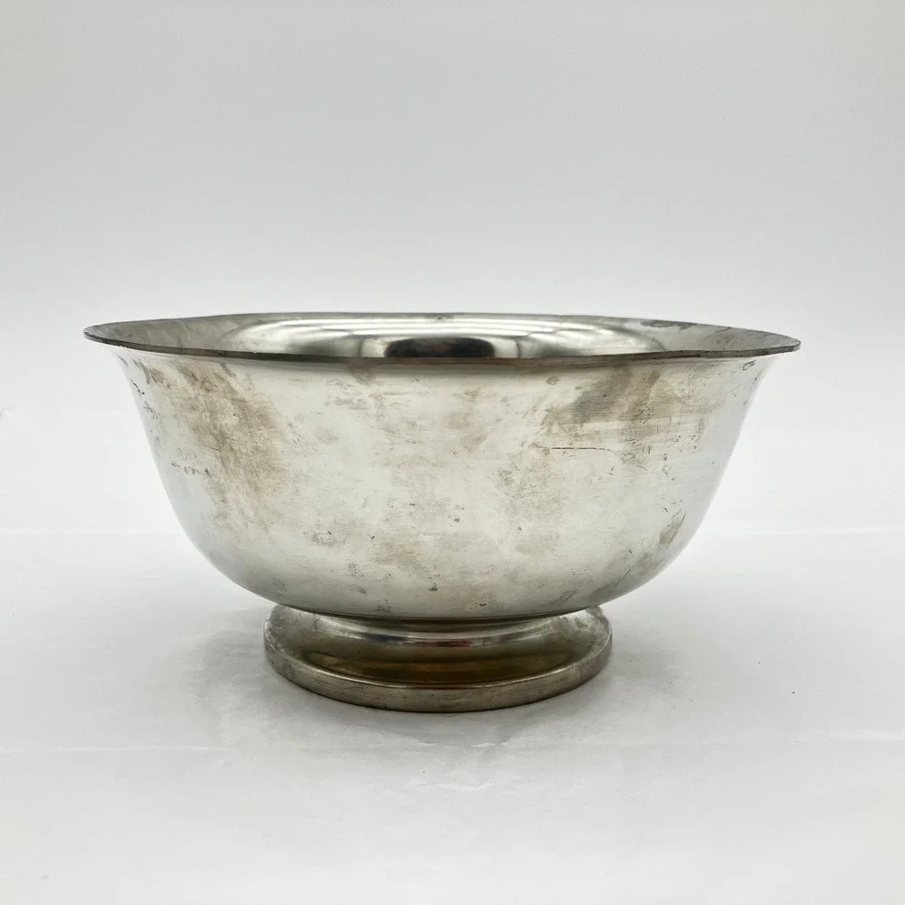 Stieff Silverplate Bowl Revere Reproduction P41-15 7in Silver Footed Vintage